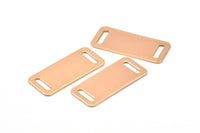 Rose Gold Bracelet Blank, 4 Rose Gold Plated Bracelet Blanks With 2 Holes (35x15x0.80mm) Brass 3515-2 ( A0178 )