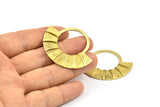 Ethnic Brass Pendant, 2 Raw Brass Semi Circle Pendants (45x37x2x1mm) U092