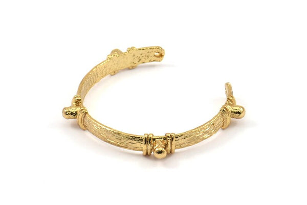 Gold Textured Charm, 1 Gold Plated Textured Pendant with 2 Holes, Necklace Finding (103x4.5x5mm) V040