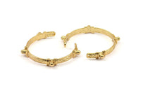 Gold Textured Charm, 1 Gold Plated Textured Pendant with 2 Holes, Necklace Finding (103x4.5x5mm) V040