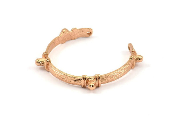 Rose Gold Textured Charm, 1 Rose Gold Plated Textured Pendant with 2 Holes, Necklace Finding (103x4.5x5mm) V040