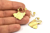 Brass Gingko Pendant, 2 Raw Brass Leaf Charms (29x32mm) n0698