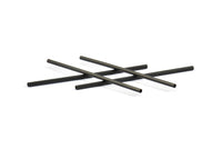 60mm Black Tubes, 12 Oxidized Brass Black Long Black Tube Beads (60x2mm) S247