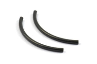 Black Noodle Tubes, 5 Oxidized Brass Black Curved Tube Findings (55x3mm) Brc259 S248