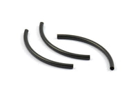 Black Noodle Tubes, 5 Oxidized Brass Black Curved Tube Findings (55x3mm) Brc259 S248