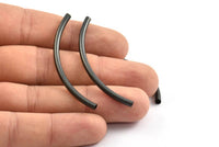 Black Noodle Tubes, 5 Oxidized Brass Black Curved Tube Findings (55x3mm) Brc259 S248