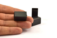Black Square Tubes, 6 Oxidized Brass Square Tubes (14x25mm) Bs 1522 S079