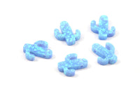 Synthetic Opal Cactus, 1 Tiny Cactus Bead, Cactus Charm, Exotic Beads (13x11mm) F041