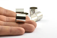 17mm Silver Beads, 3  Nickel Free Plated Silver Tone Brass Tube Beads  (17x17mm) Bs 1502