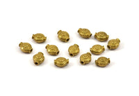 Tiny Brass Spacer Beads, Raw Brass Floral Spacer Beads (6x8mm) N0254