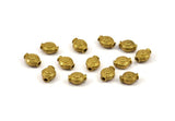 Tiny Brass Spacer Beads, Raw Brass Floral Spacer Beads (6x8mm) N0254