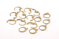 Brass Earring Clasp, 50 Raw Brass Leverback Earring Clasps (12x14mm) (bs1100)--  A0897