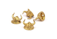 Brass Vikings&#39; Helmet, Raw Brass Helmet Bracelet Parts (15x12.5mm) N0427
