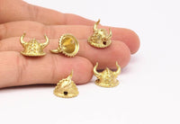 Brass Vikings&#39; Helmet, Raw Brass Helmet Bracelet Parts (15x12.5mm) N0427