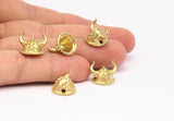 Brass Vikings&#39; Helmet, Raw Brass Helmet Bracelet Parts (15x12.5mm) N0427