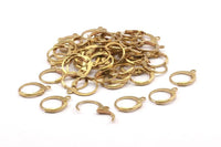 Brass Earring Leverback, 100 Raw Brass Leverback Earring Findings (12x14mm) (bs1100)--a0897