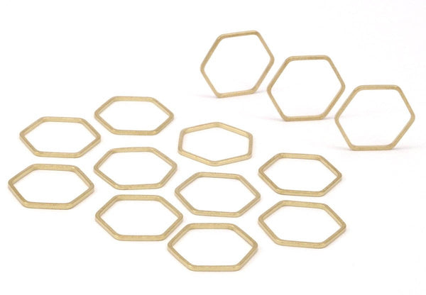 100 Raw Brass Hexagonal Rings (16x0.80mm) Bs1165