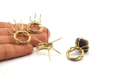 Brass Claw Rings, Raw Brass Adjustable Ring With 6 Claw For Natural Stones N0116