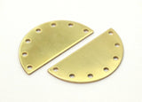 Half Moon Charm, 10 Raw Brass Semi Circle Blanks With 7 Holes (30x15x0.80mm) B0160