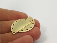 Half Moon Charm, 10 Raw Brass Semi Circle Blanks With 7 Holes (30x15x0.80mm) B0160