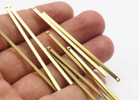 Brass Bar Charm, 25 Raw Brass Bars (60x2x1mm)  A0868