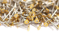 316L Earring Findings Set, 100 Stainless Steel Earring Posts With Raw Brass 3mm Flat Pad ,ear Studs ( A0391 )