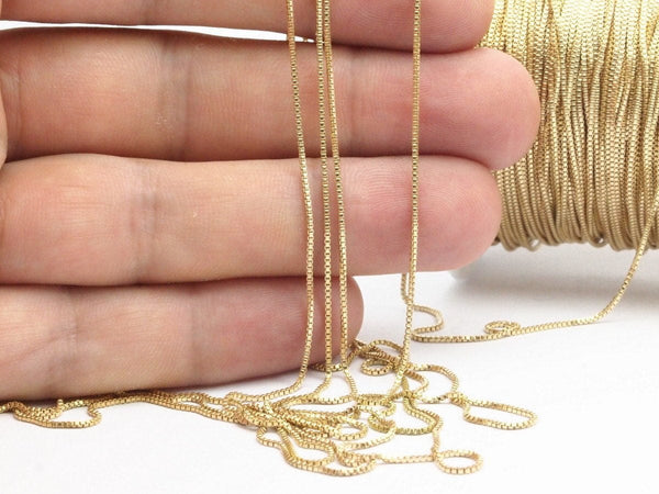Cube Brass Chain, 5 M - Cube Soldered Raw Brass Chain (0.80mm) Bs 1012