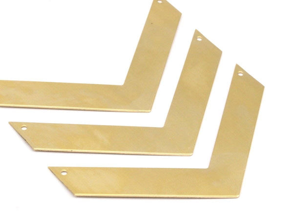 Brass Charm, Raw Brass Chevrons 2 Holes (80x15x0.80mm) A0893--n0620