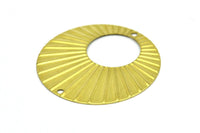 Textured Earring Finding, 10 Raw Brass Round Earring Findings With 2 Holes, Connectors, Charms (32mm) Brs 447 A0135