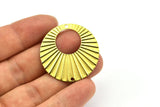 Textured Earring Finding, 10 Raw Brass Round Earring Findings With 2 Holes, Connectors, Charms (32mm) Brs 447 A0135