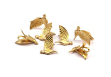 Tiny Bird Charm, Raw Brass Bird Necklace Pendants (13x10mm) N0429
