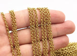 5 M. Raw Brass Open Link Rolo Chain , ( 3.2mm ) BS 1017