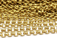 5 M. Raw Brass Open Link Rolo Chain , ( 3.2mm ) BS 1017