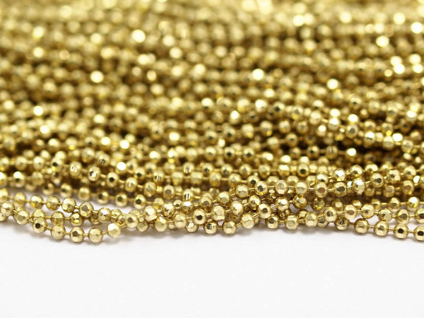 2mm Ball Chain, 5 M - 16.5 Feet (2mm) Raw Brass Faceted Ball Chain Mv17 ( Z041 )