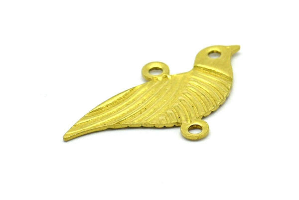 Brass Bird Connector, 25 Raw Brass Bird Connectors With 2 Holes (22x13mm) Brs 1047 A0381