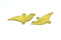 Brass Bird Connector, 25 Raw Brass Bird Connectors With 2 Holes (22x13mm) Brs 1047 A0381