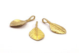 Brass Leaf Pendant, Raw Brass Leaf Charms (27x13mm) N0366