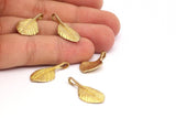 Brass Leaf Pendant, Raw Brass Leaf Charms (27x13mm) N0366
