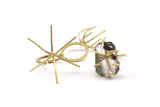 Claw Ring Settings - 5 Raw Brass 6 Claw Ring Blanks For Natural Stones N120 N0054