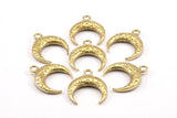 Brass Moon Charm, Raw Brass Textured Horn Charms, Pendant, Jewelry Finding (19x6x4mm) N0272