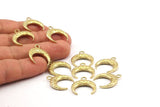 Brass Moon Charm, Raw Brass Textured Horn Charms, Pendant, Jewelry Finding (19x6x4mm) N0272