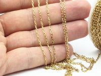 Raw Brass Chain, 10M Raw Brass Soldered Chain (1.5x3mm) bs 1069