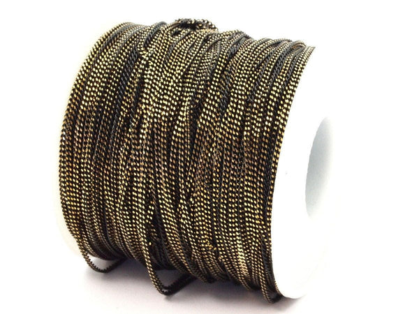 Black Chain Faceted, 4 M (1.5mm) Black Antique Brass Faceted Soldered Curb Chain - Ys009 ( Z046 )