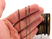 Black Chain Faceted, 4 M (1.5mm) Black Antique Brass Faceted Soldered Curb Chain - Ys009 ( Z046 )