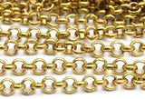 3 M. Raw Brass Open Link Rolo Belcher Chain , ( 3.2mm ) Bs 1017