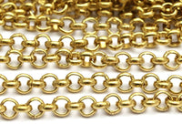 3 M. Raw Brass Open Link Rolo Belcher Chain , ( 3.2mm ) Bs 1017