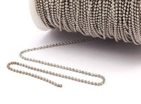 Silver Brass Chain, 20 Meters 66 Feet 1.5 Mm Silver Tone Brass Faceted Ball Chain - W71