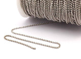 Silver Brass Chain, 20 Meters 66 Feet 1.5 Mm Silver Tone Brass Faceted Ball Chain - W71