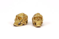 Brass Skull Head, Raw Brass Skull Head Bracelet Parts (19x11x12.5mm) N0426