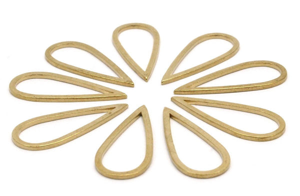 Drop Brass Charm, 12 Raw Brass Drop Connectors (26x11x1mm) D0409